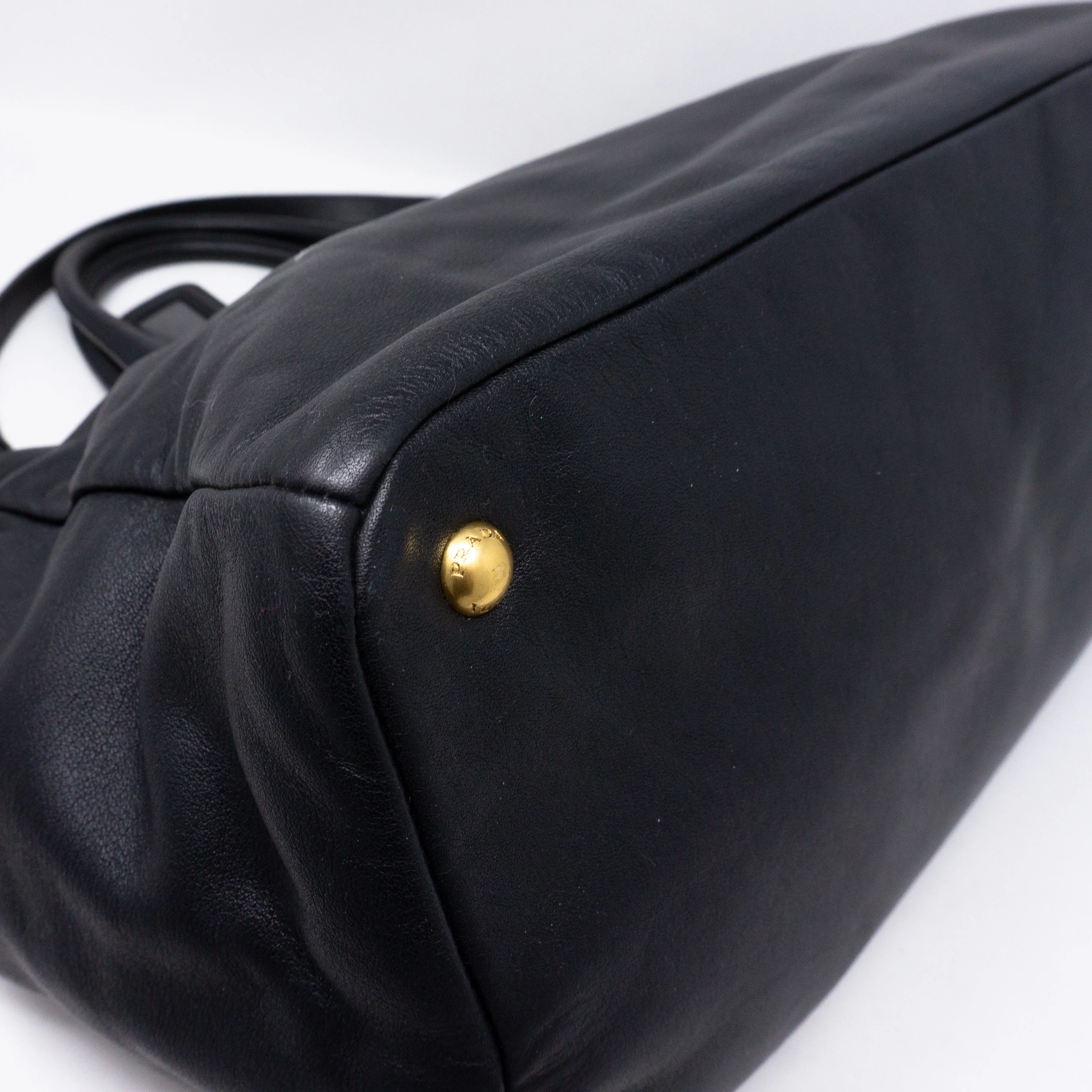 Large Shopping Tote Black Leather