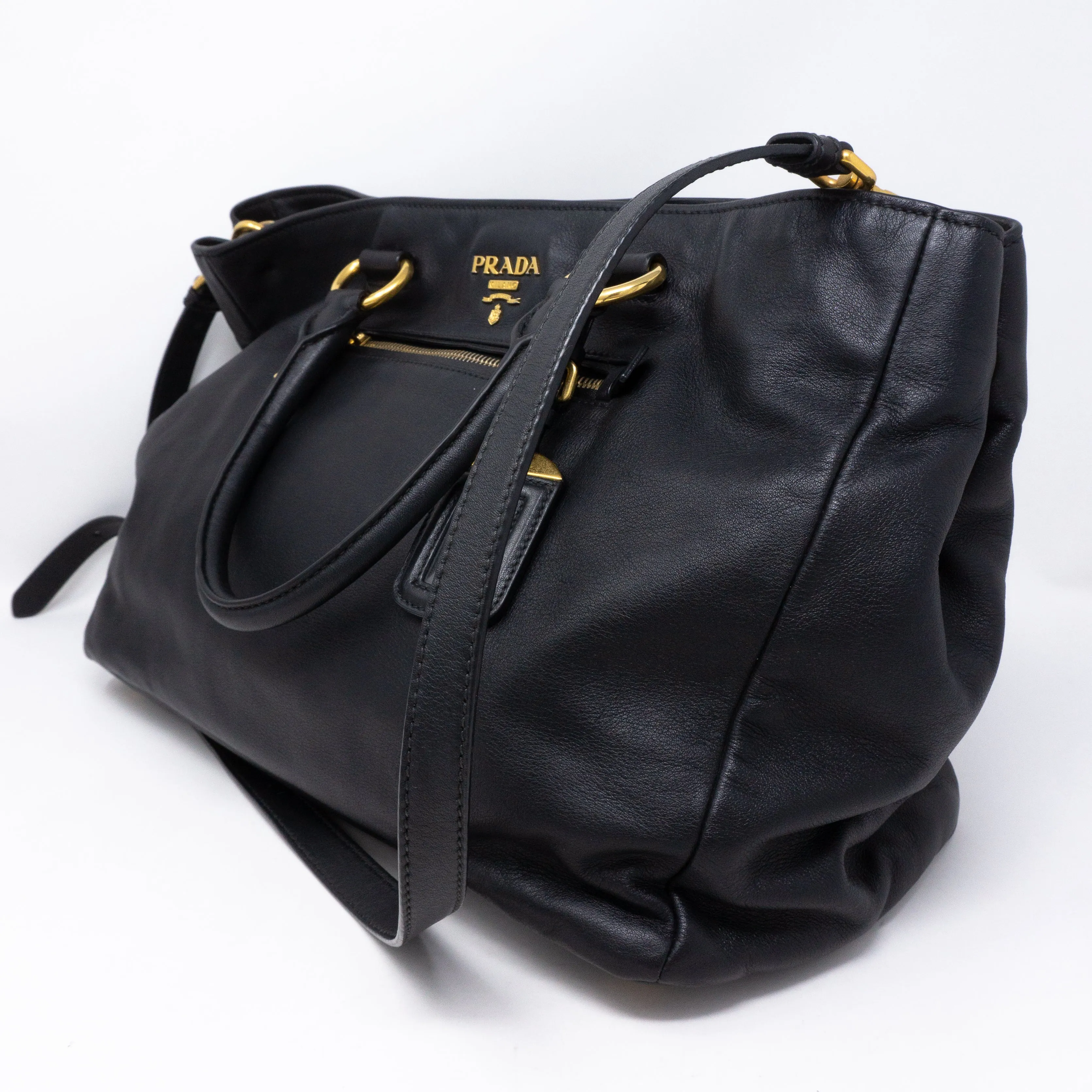 Large Shopping Tote Black Leather