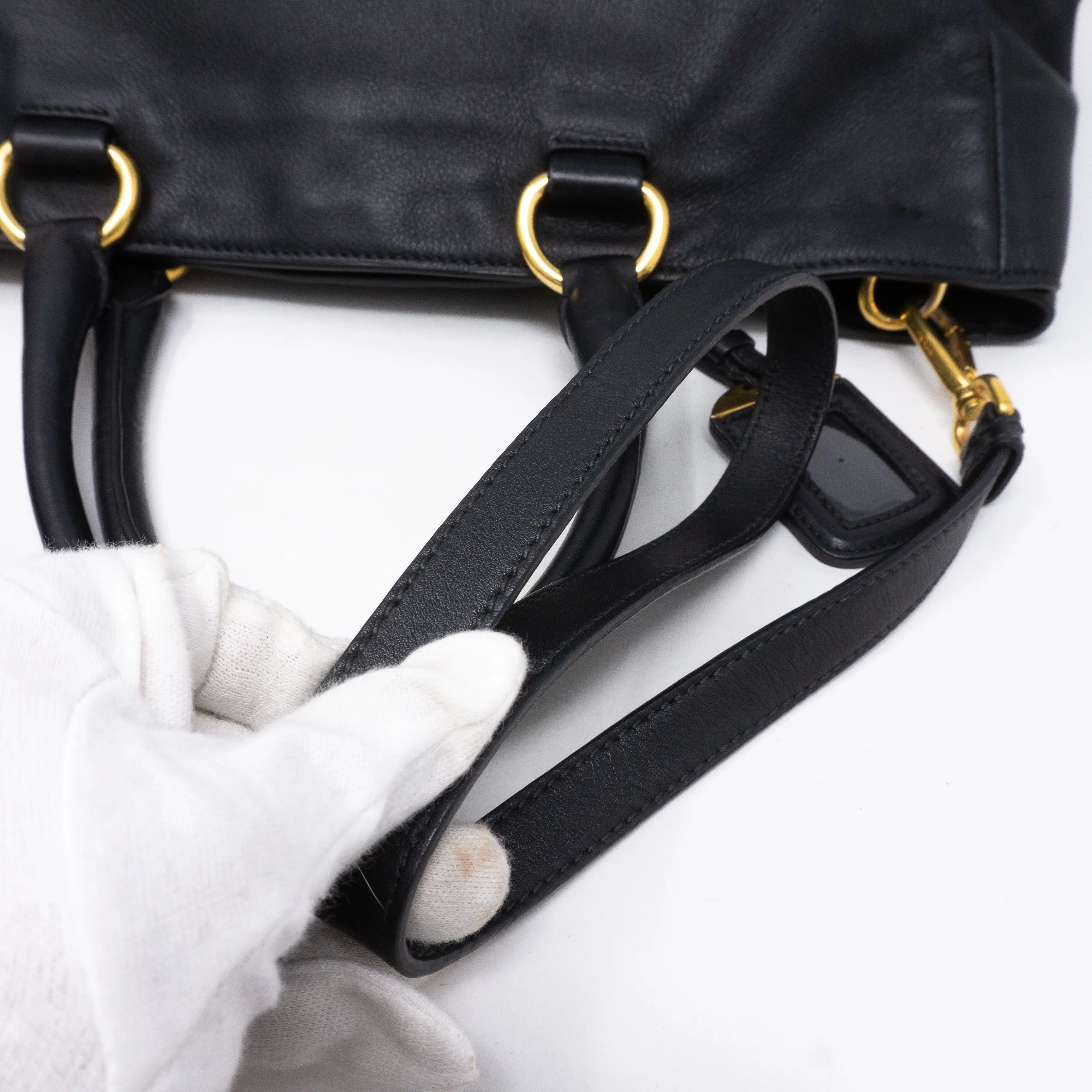 Large Shopping Tote Black Leather