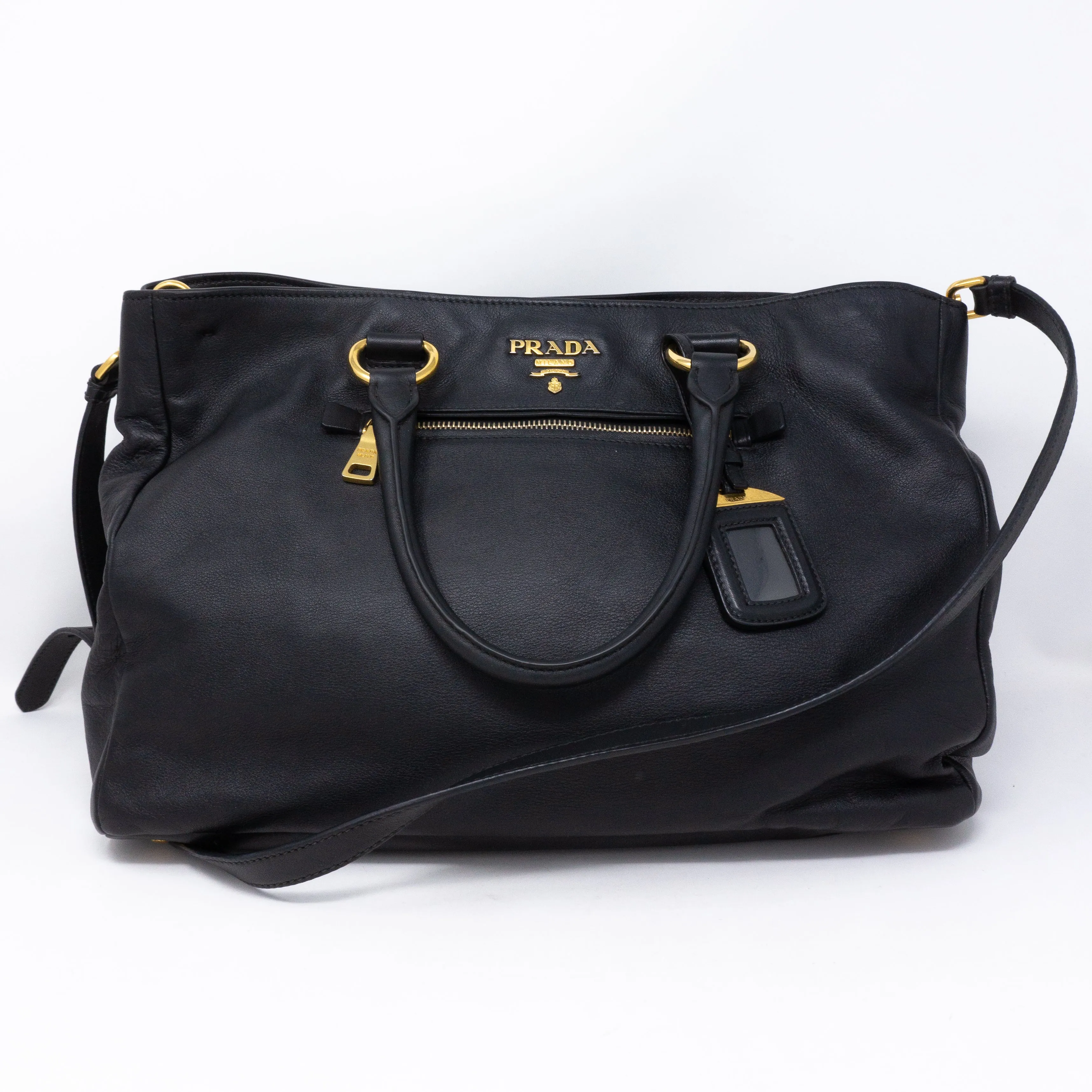 Large Shopping Tote Black Leather