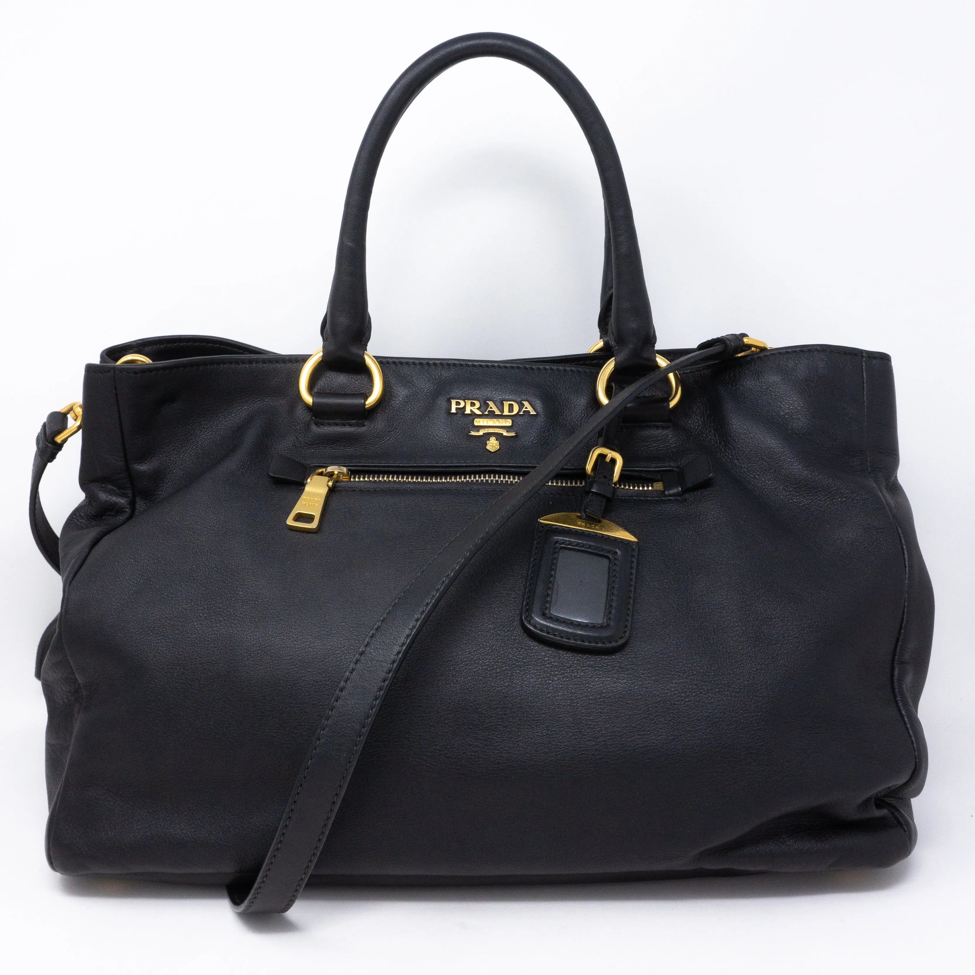 Large Shopping Tote Black Leather