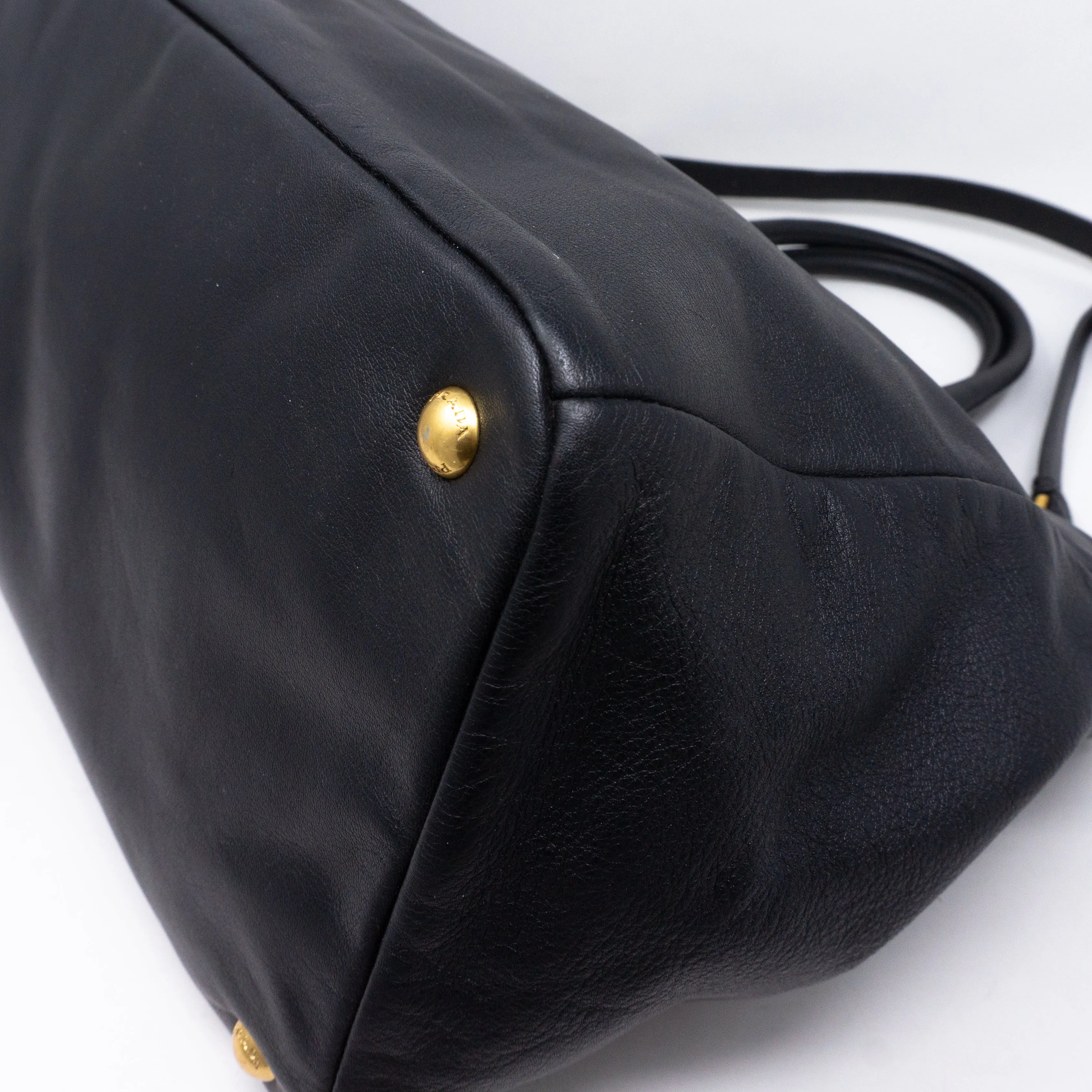 Large Shopping Tote Black Leather