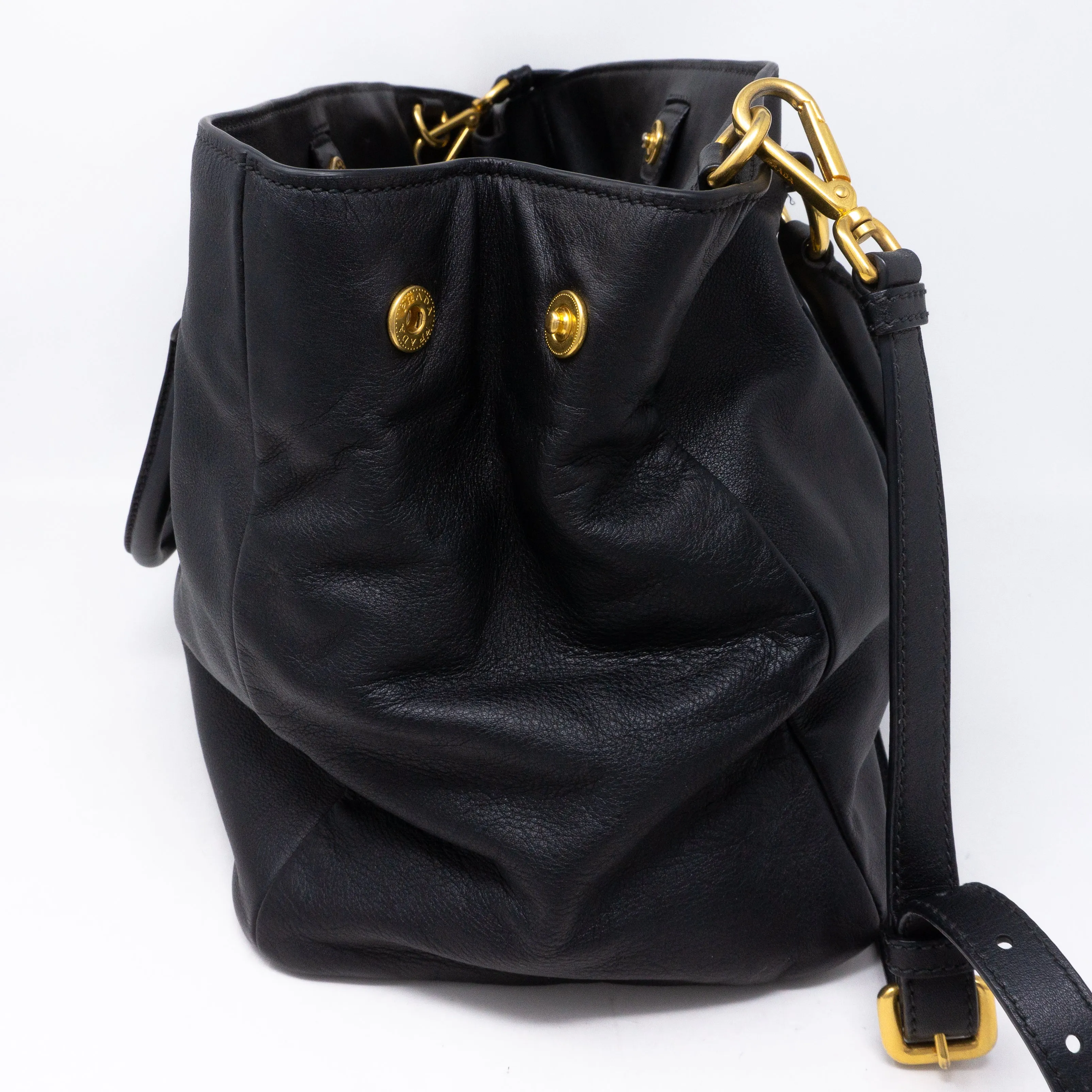 Large Shopping Tote Black Leather