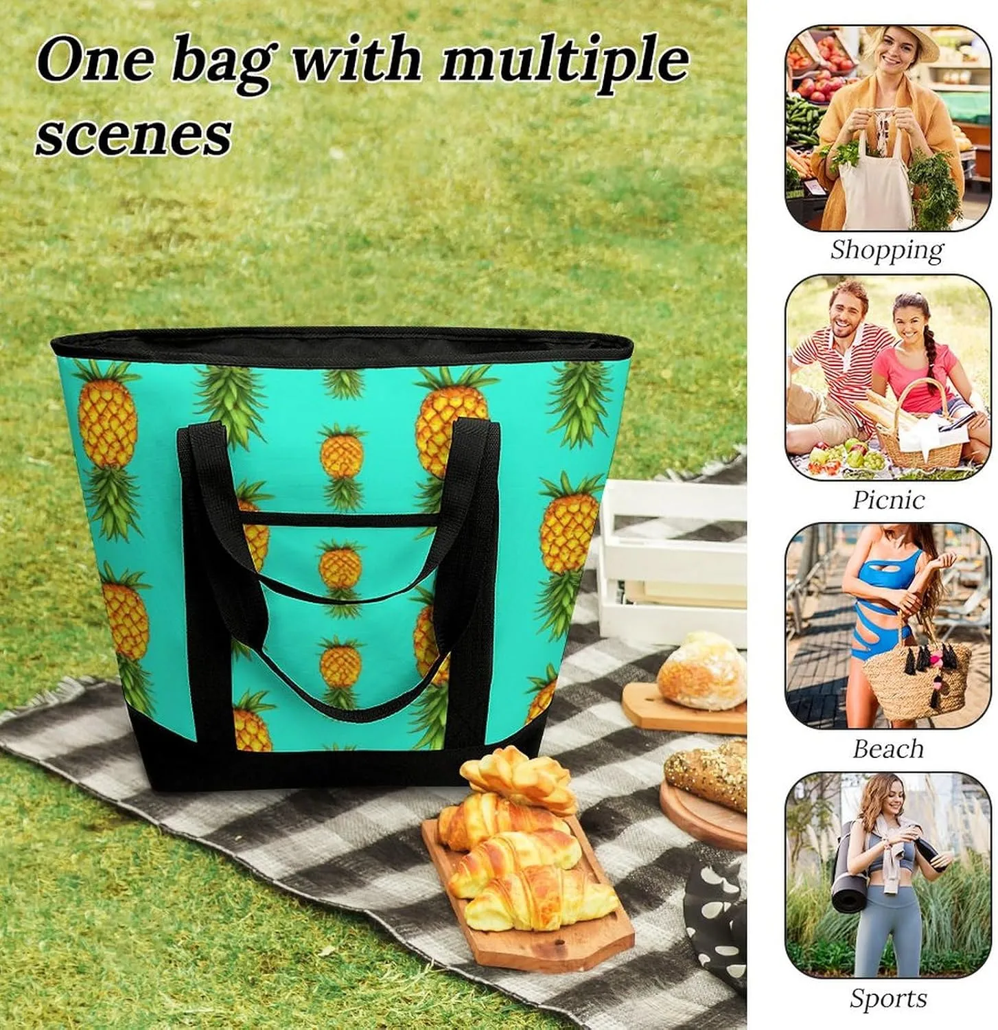 Large Thermal Shopping Tote Bag Travel Friendly Fashion Handbag Commuter Bag