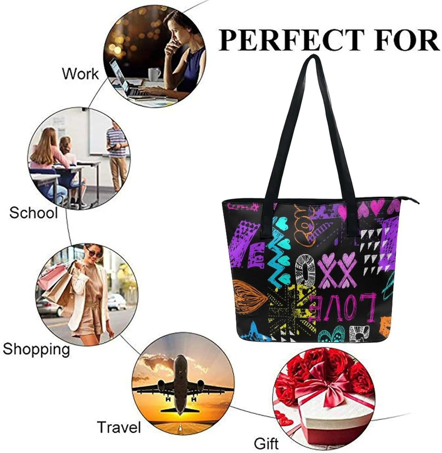 Large Tote Bag Fashion Handbag With Zipper For Women And Men