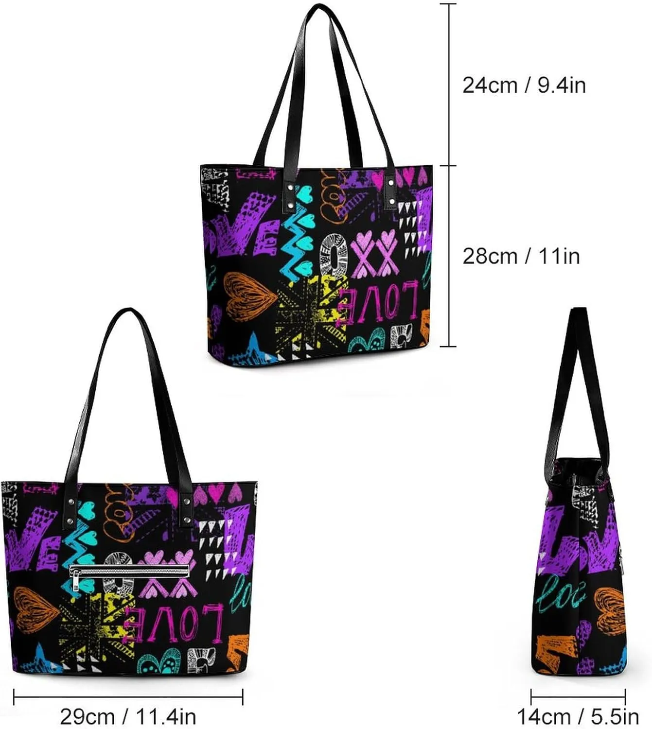 Large Tote Bag Fashion Handbag With Zipper For Women And Men