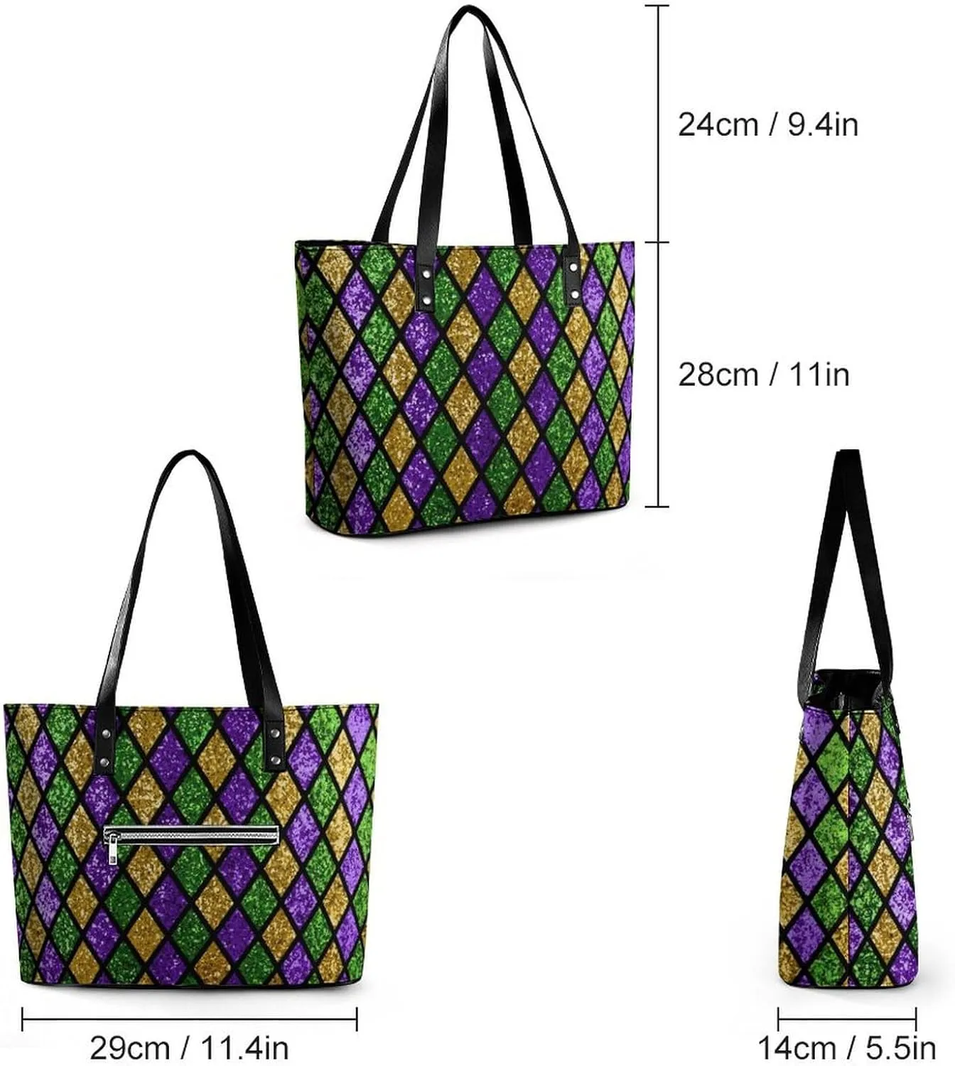 Large Tote Bag Fashion Handbag With Zipper For Women And Men
