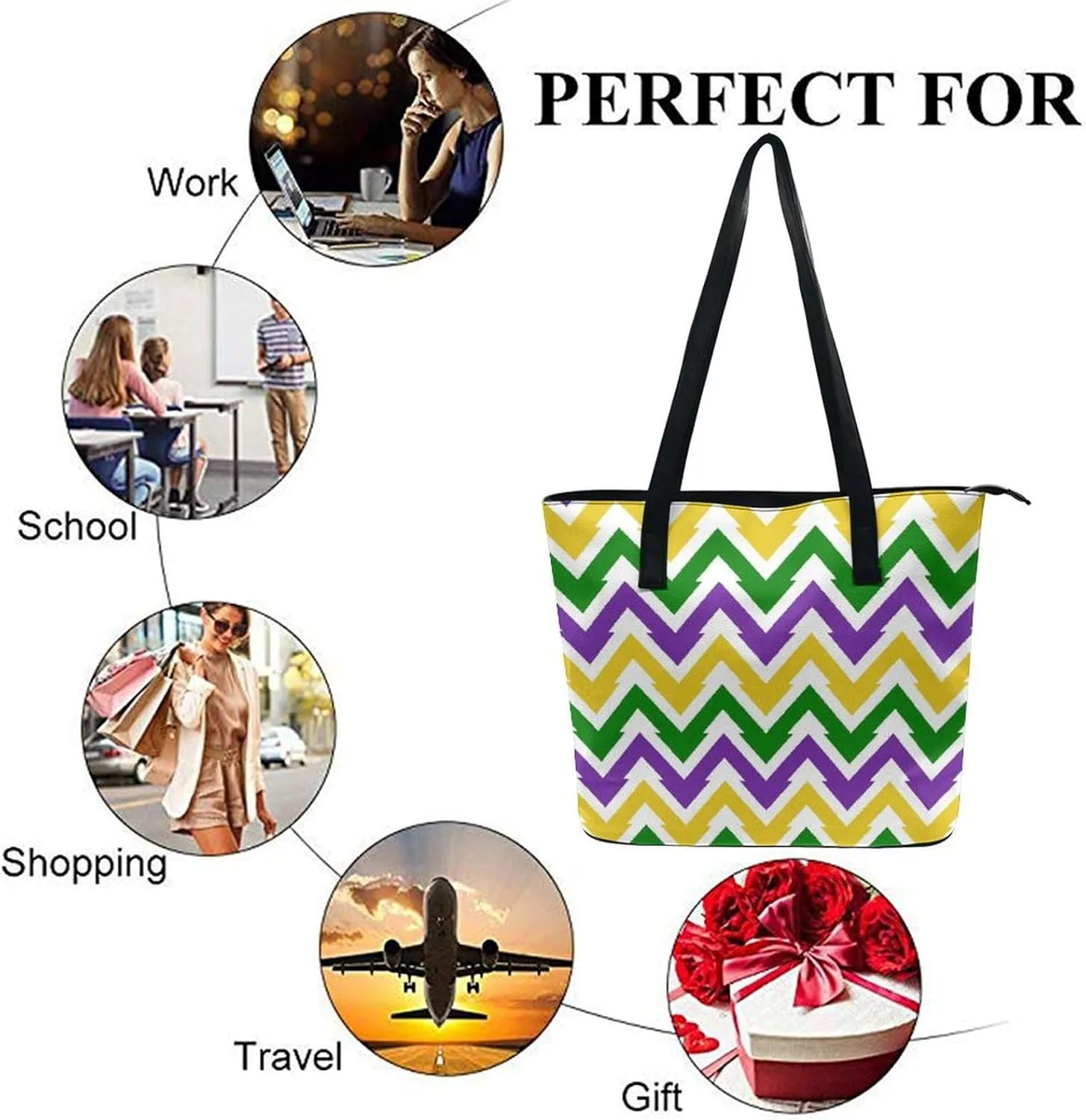 Large Tote Bag Fashion Handbag With Zipper For Women And Men