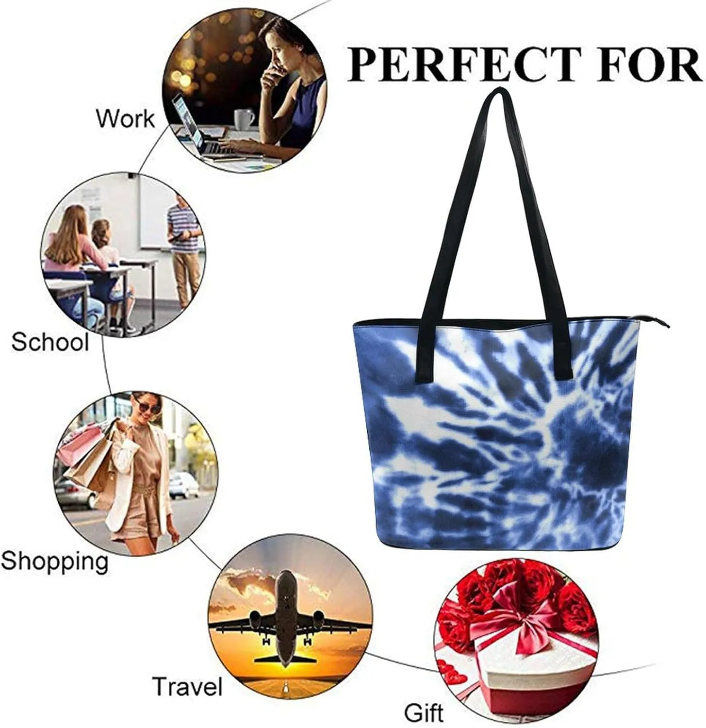 Large Tote Bag Fashion Handbag With Zipper For Women And Men