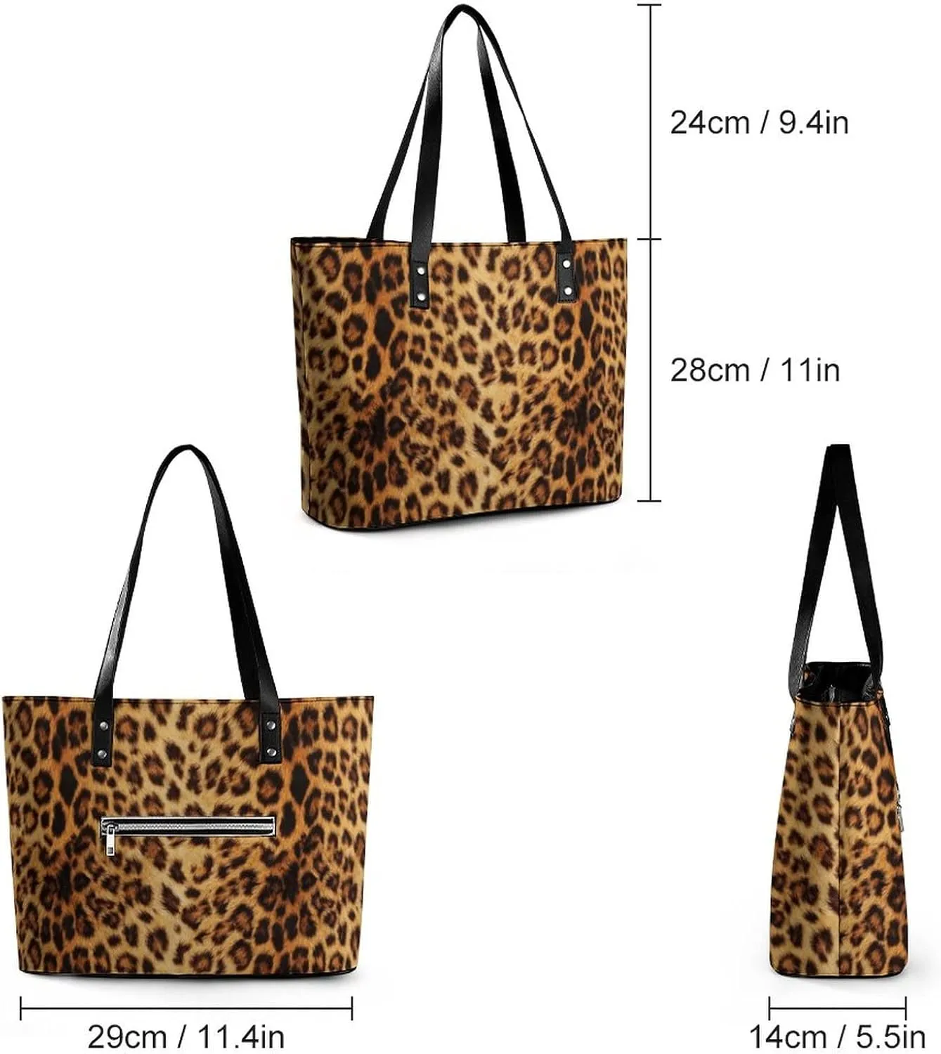 Large Tote Bag Fashion Portable Handbags With Zipper For Women And Men