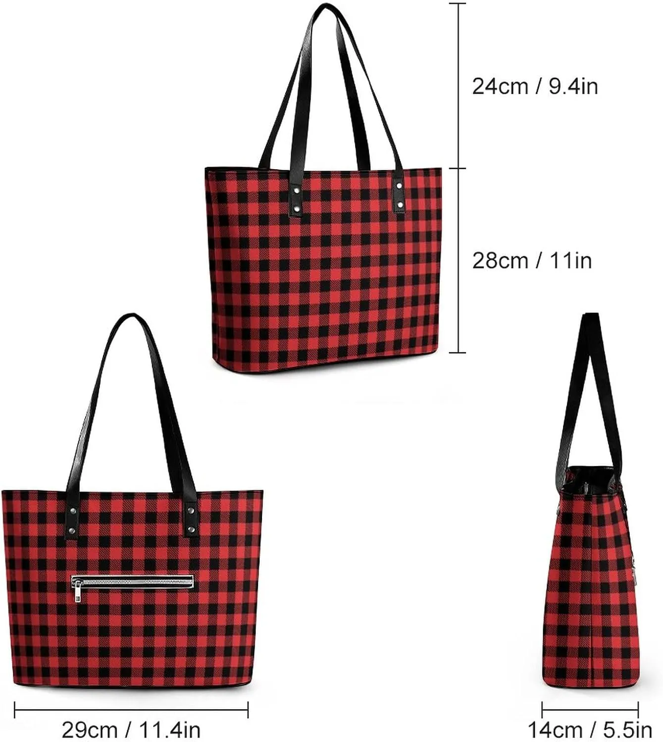 Large Tote Bag Fashion Portable Handbags With Zipper For Women And Men
