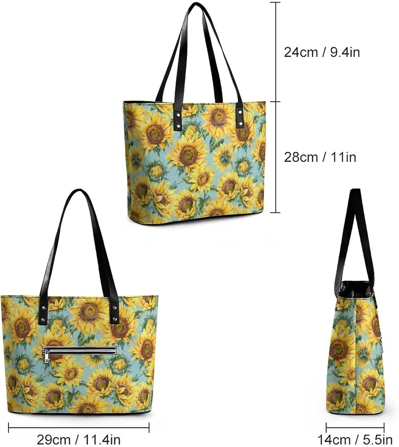 Large Tote Bag Fashion Portable Handbags With Zipper For Women And Men