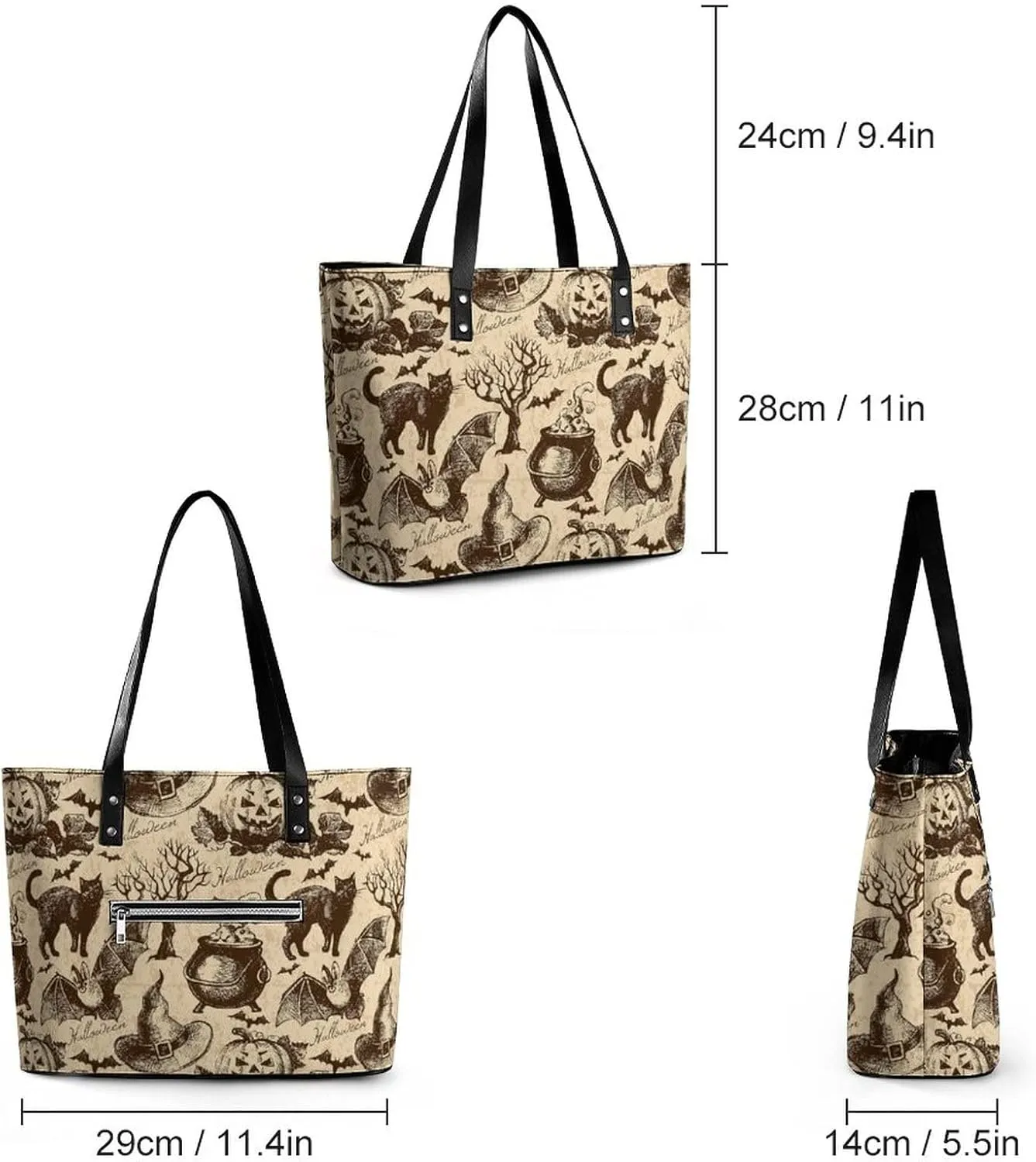 Large Tote Bag Fashion Portable Handbags With Zipper For Women And Men