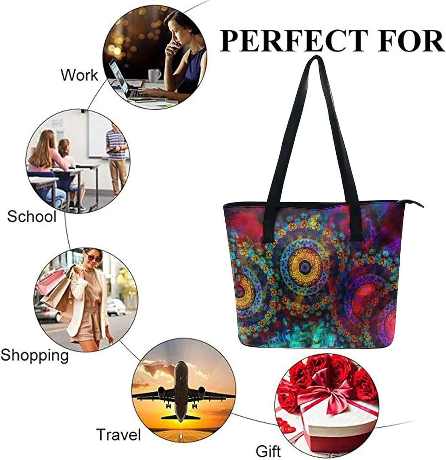Large Tote Bag Fashion Portable Handbags With Zipper For Women And Men