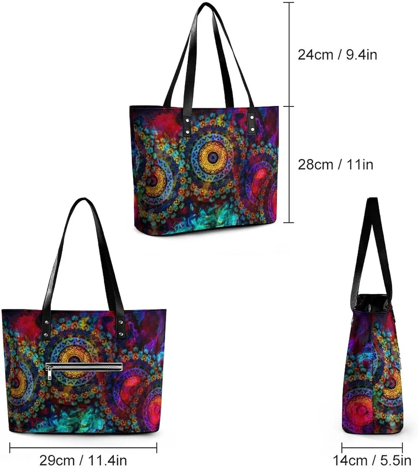 Large Tote Bag Fashion Portable Handbags With Zipper For Women And Men