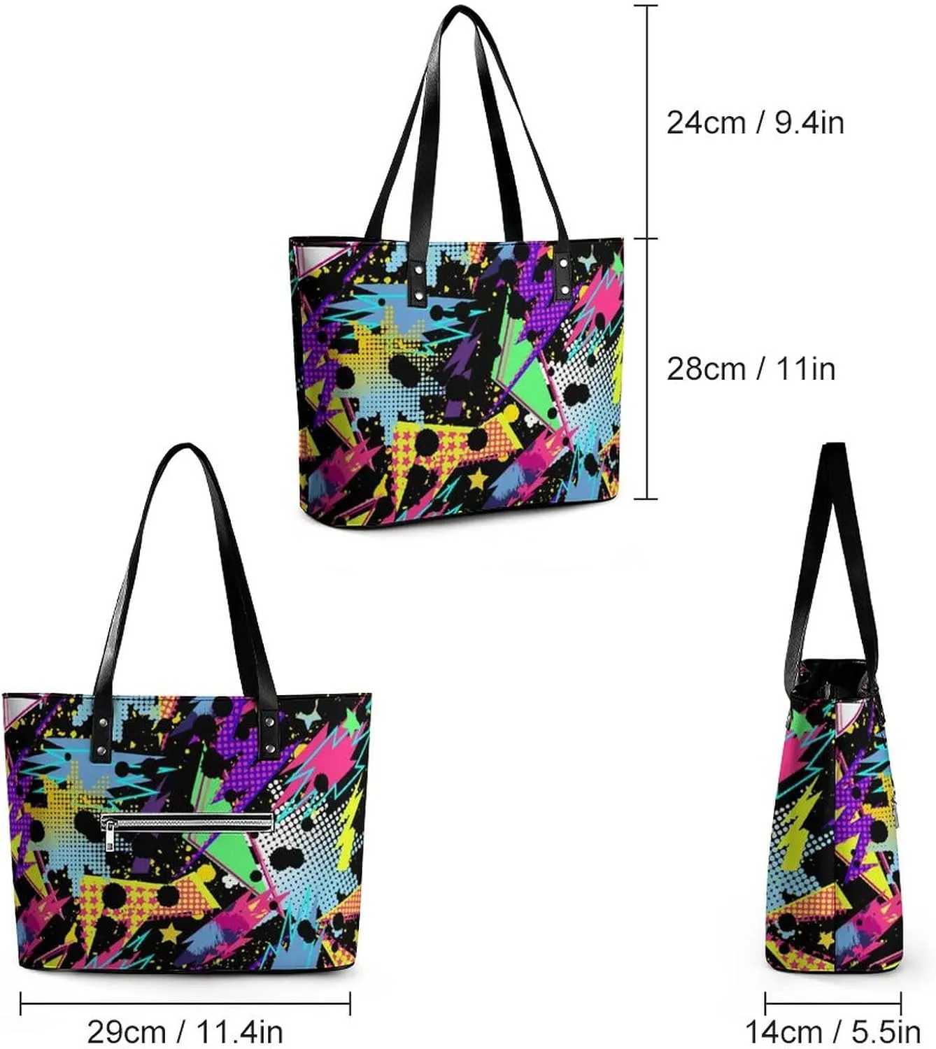 Large Tote Bag Fashion Portable Handbags With Zipper For Women And Men