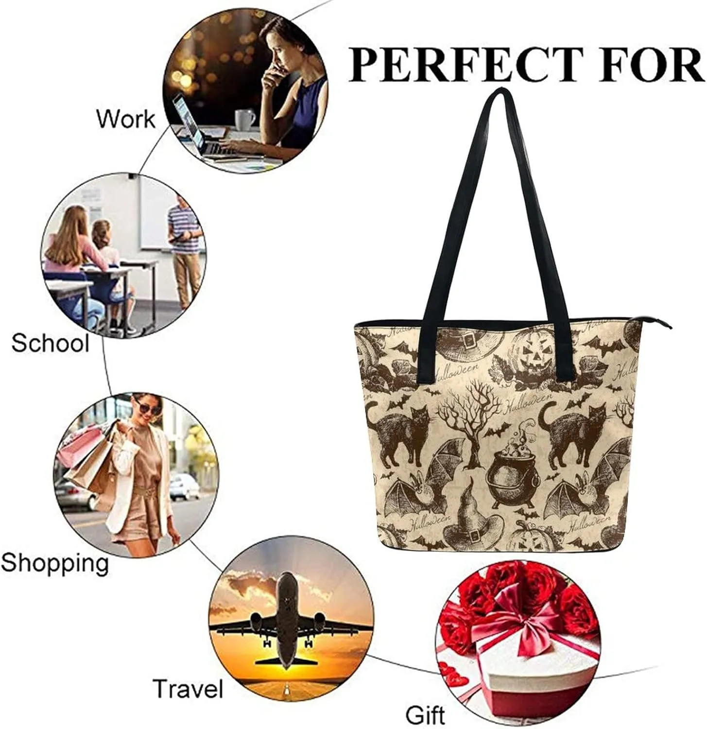Large Tote Bag Fashion Portable Handbags With Zipper For Women And Men