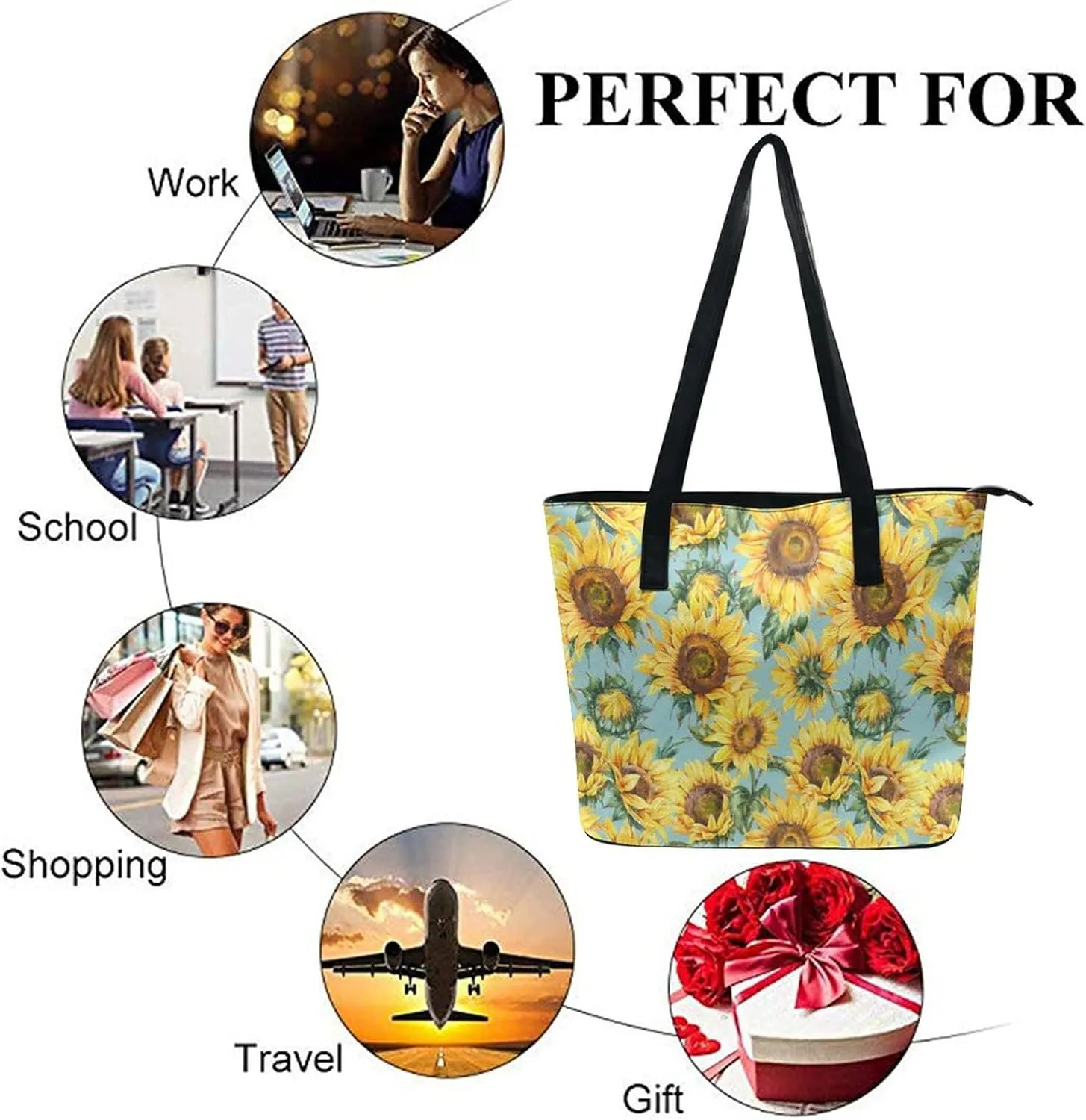 Large Tote Bag Fashion Portable Handbags With Zipper For Women And Men