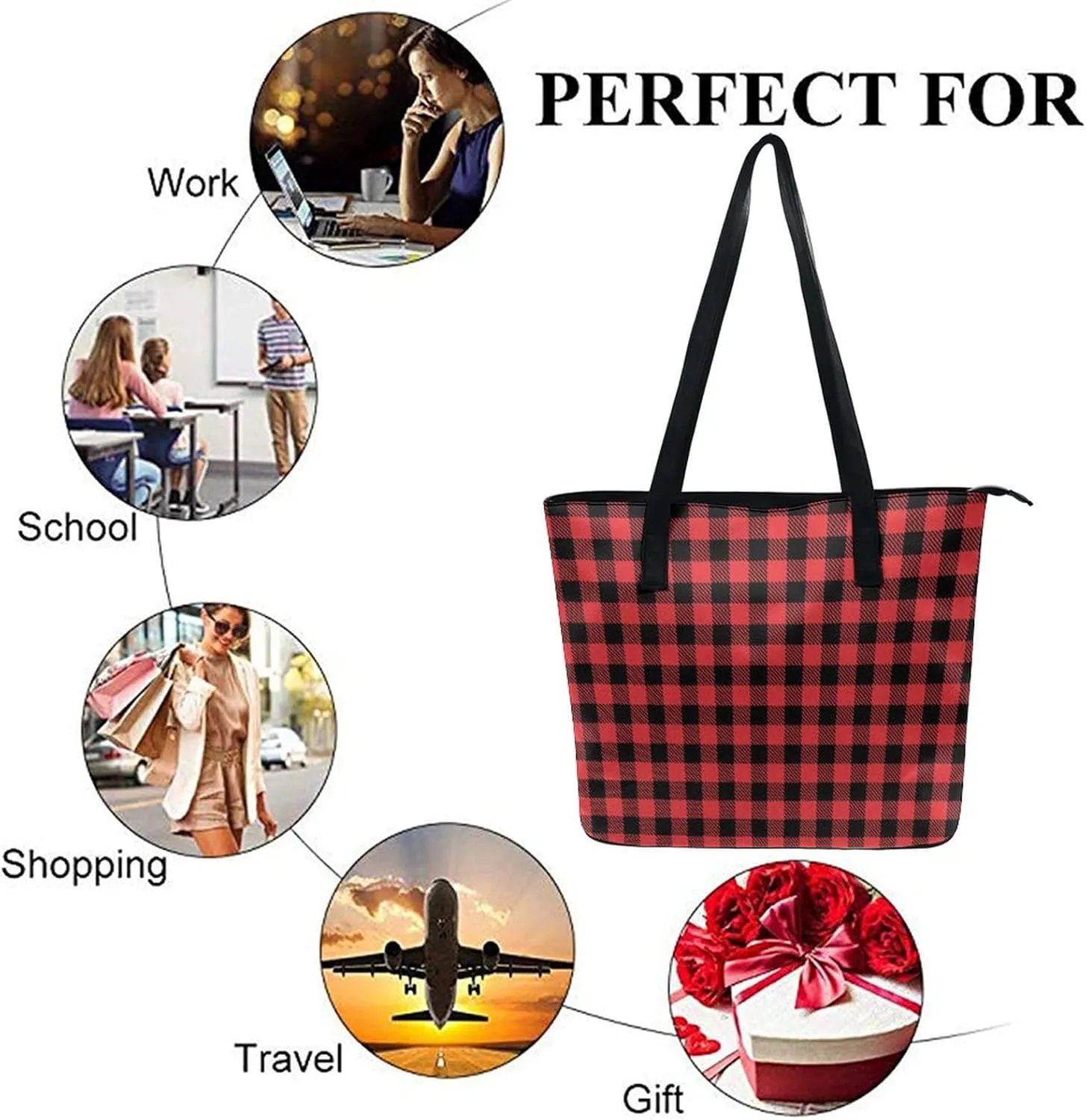 Large Tote Bag Fashion Portable Handbags With Zipper For Women And Men
