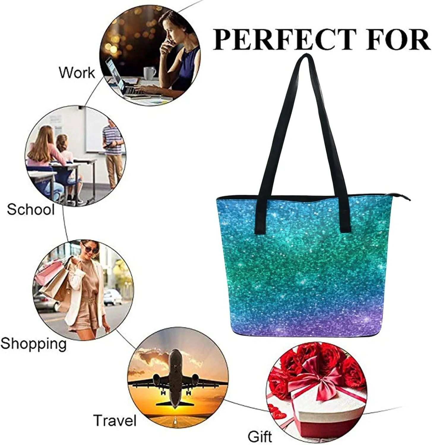 Large Tote Bag Fashion Portable Handbags With Zipper For Women And Men