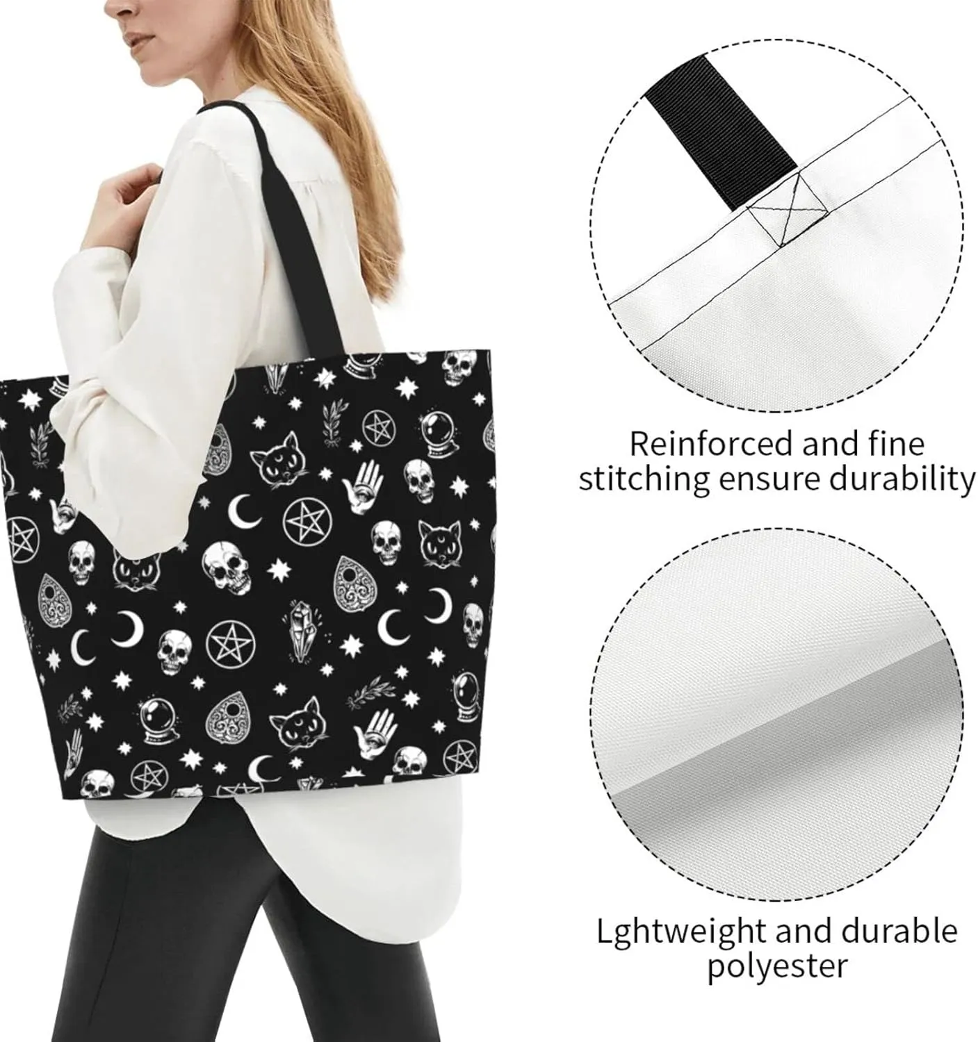 Large Tote Bag for Women Waterproof Reusable Shoulder Bag for Beach Travel Work and Grocery Shopping