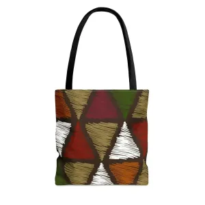 Large Tote Bag Multicolor Tribal Pattern