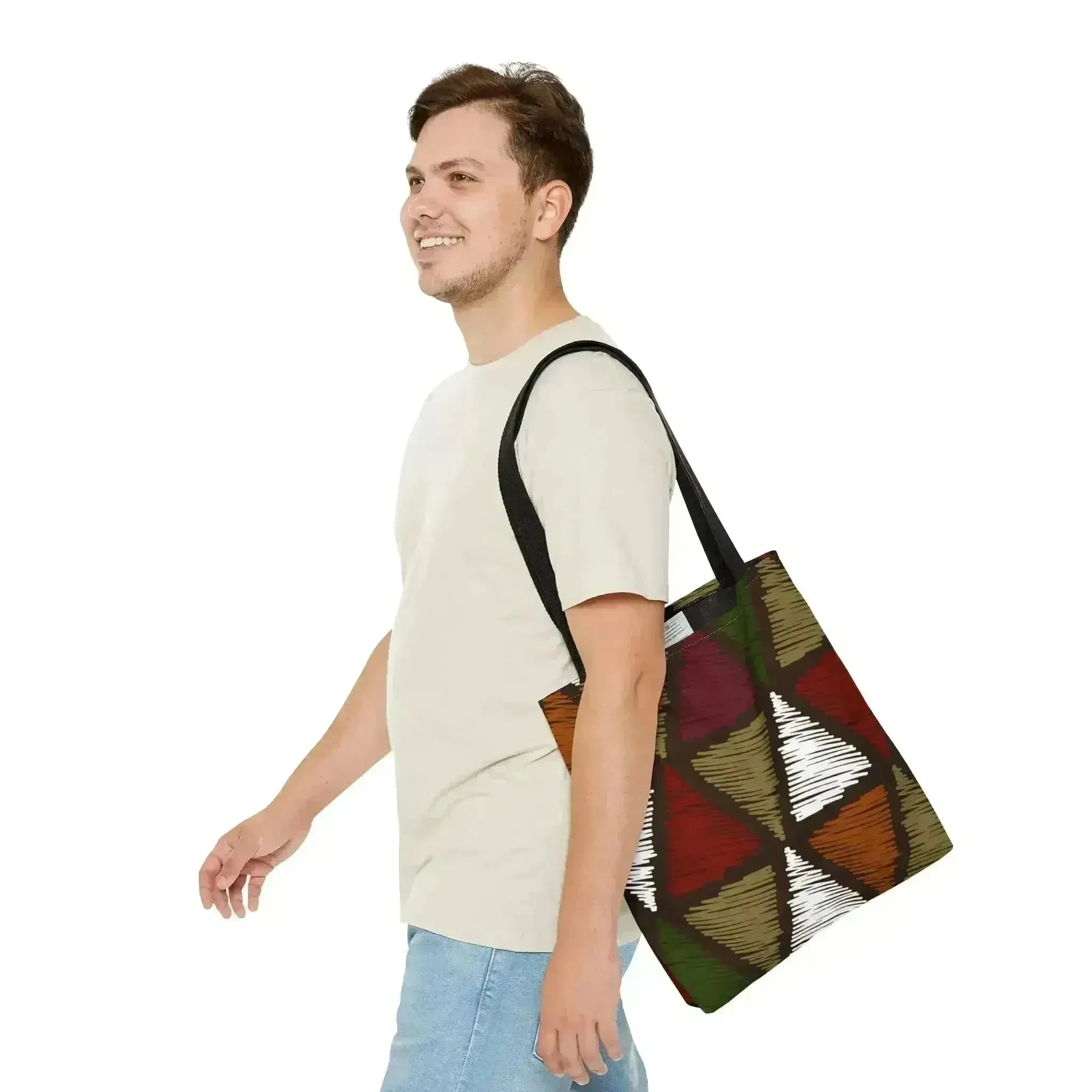 Large Tote Bag Multicolor Tribal Pattern