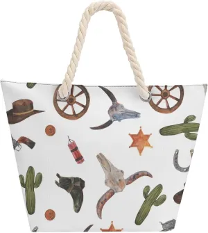 Large Tote Bag Women Wild West Bull Scull Hobo Bag Travel Purse Oversize Shoulder Handbag for Work Beach