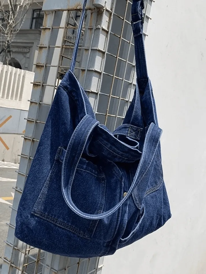 Large vintage denim tote bag