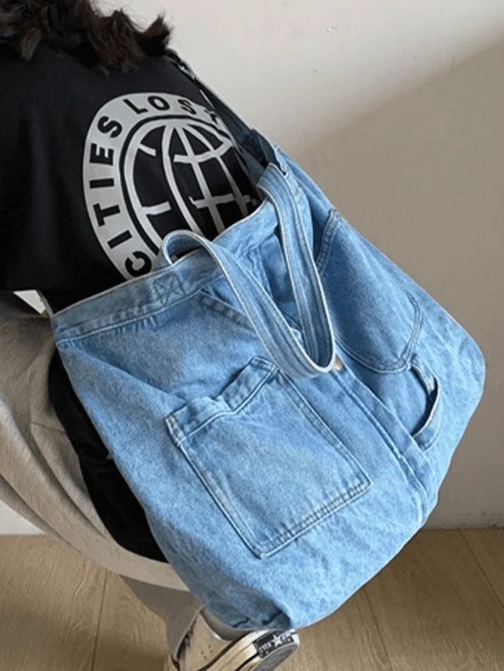 Large vintage denim tote bag