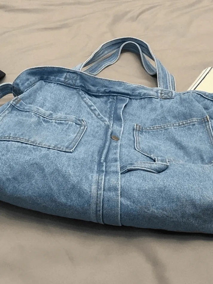 Large vintage denim tote bag