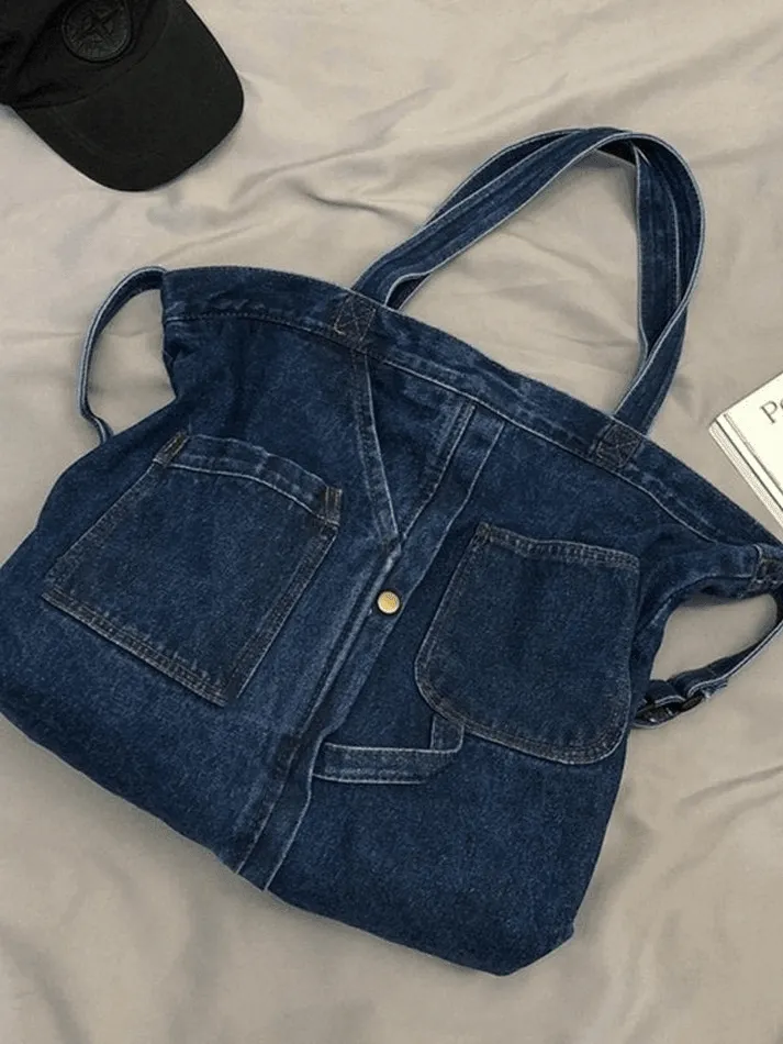 Large vintage denim tote bag