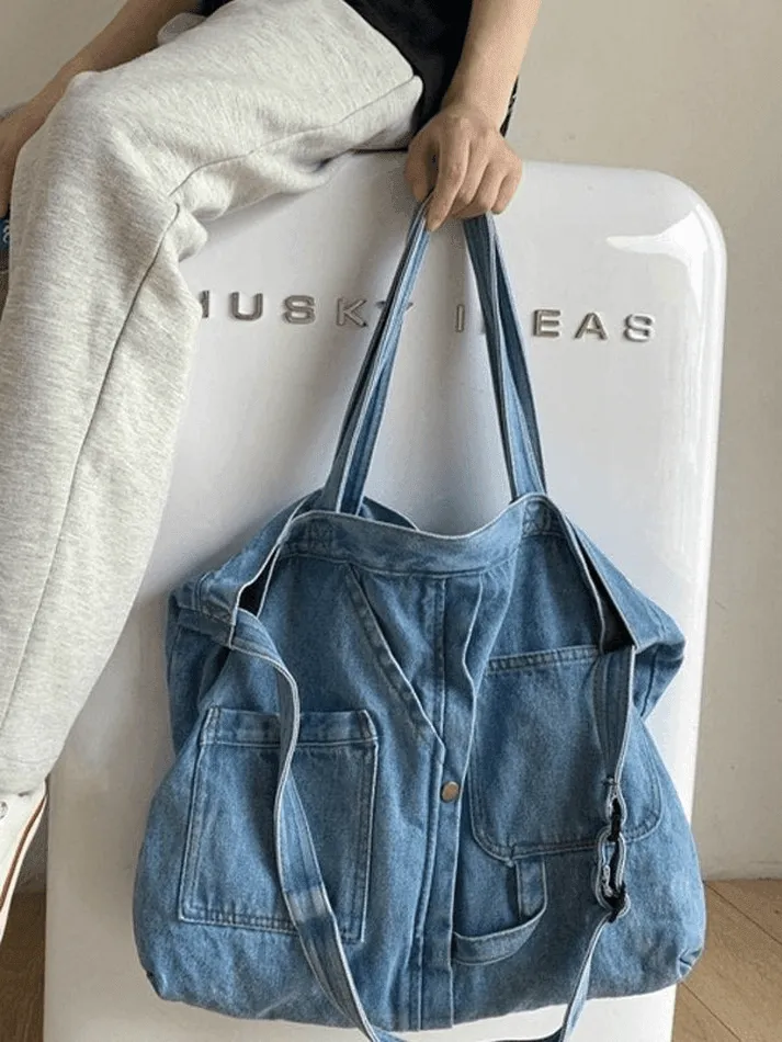 Large vintage denim tote bag