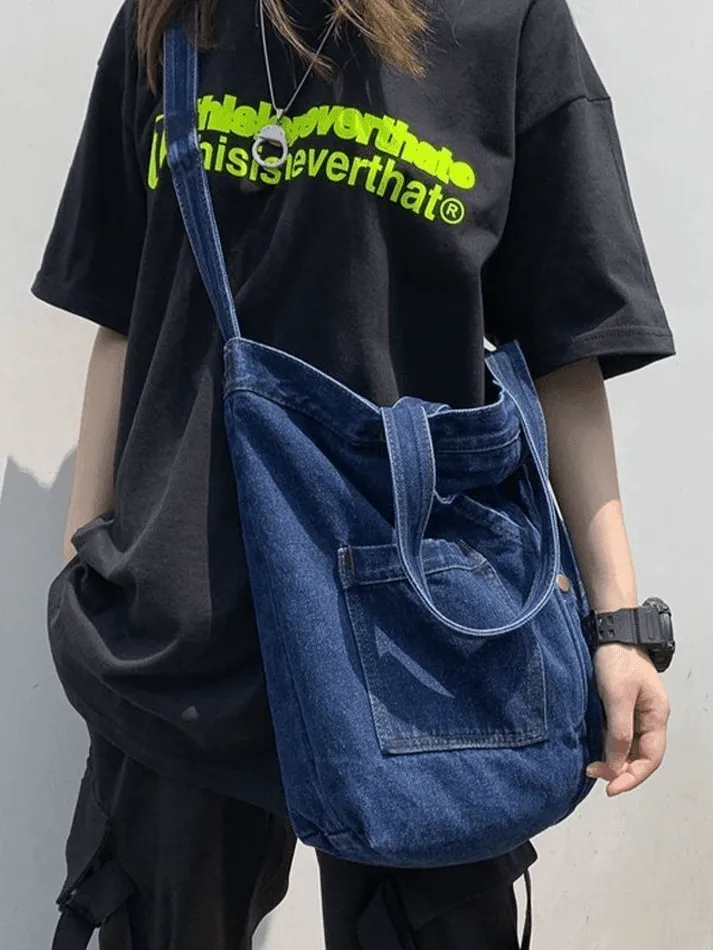 Large vintage denim tote bag