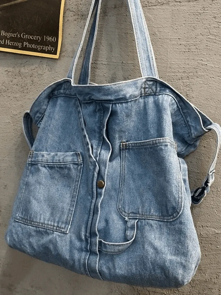 Large vintage denim tote bag