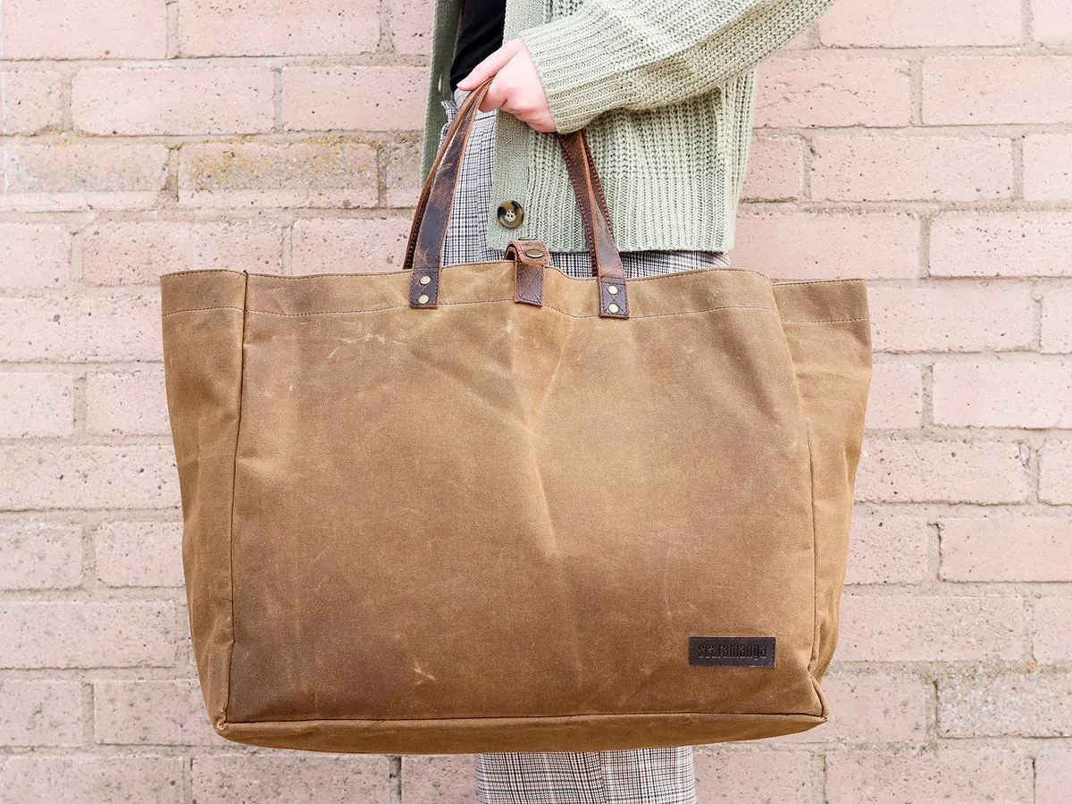 Large Waxed Canvas Shopper Tote