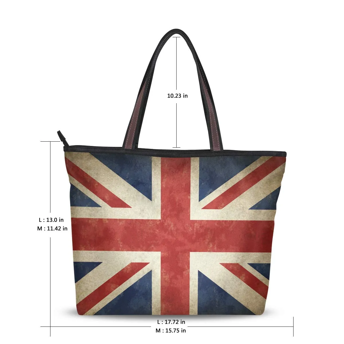 Large Women Tote Bag British Union Jack Handbags Tote Handle with Zipper Shoulder Bag Grocery Shopping Work Bag