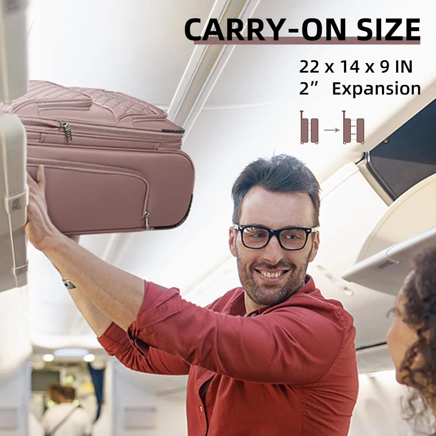 LARVENDER Softside Carry On Luggage 3 Piece, Expandable Carry On Luggage 22x14x9 Airline Approved 20-inch Carry on Suitcase with Spinner Wheels for Men Women, TSA Lock, Pink (20/BP/TB)