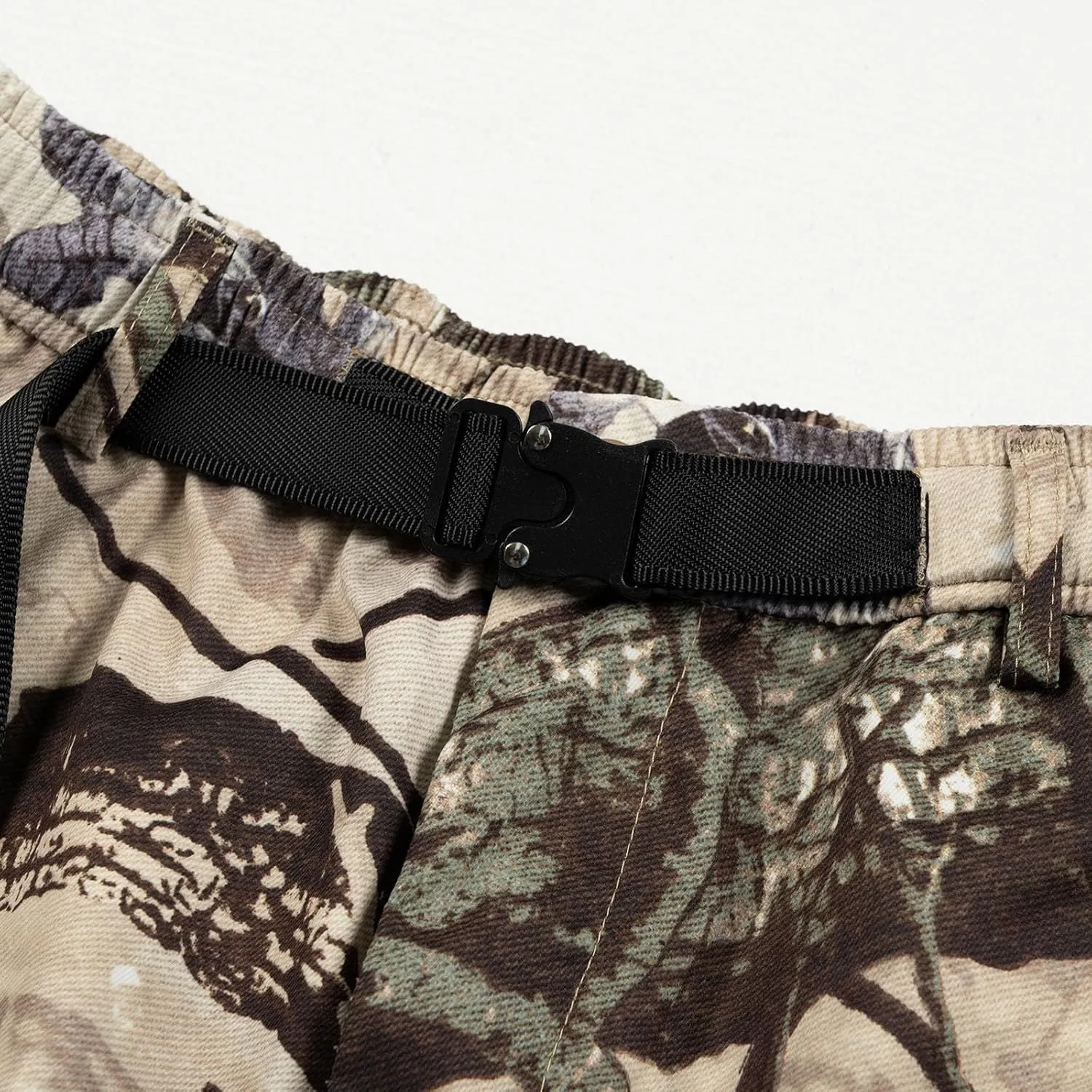 Lastesso Mens Shorts Camo Summer Hiking Shorts Waist Pleated Belted Shorts with Pockets Training Running Jogger Pants