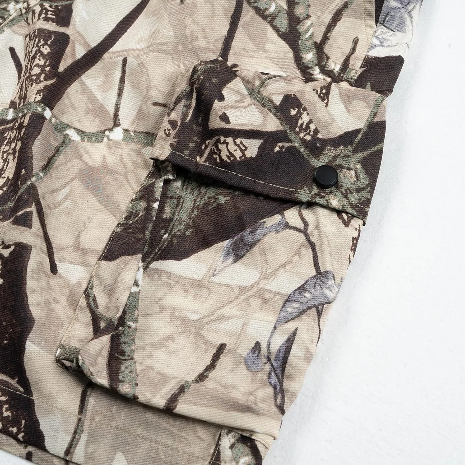 Lastesso Mens Shorts Camo Summer Hiking Shorts Waist Pleated Belted Shorts with Pockets Training Running Jogger Pants