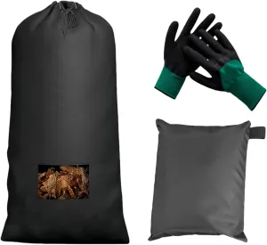 Lawn Tractor Leaf Bag,Heavy-Duty 420D Oxford Cloth， 78.7 x 51.1IN，Reusable Large Capacity Leaf Bag with Zipper and Vent，The Leaf Collector fits for Most Riding Lawn Mowers，with Storage Bag and Gloves