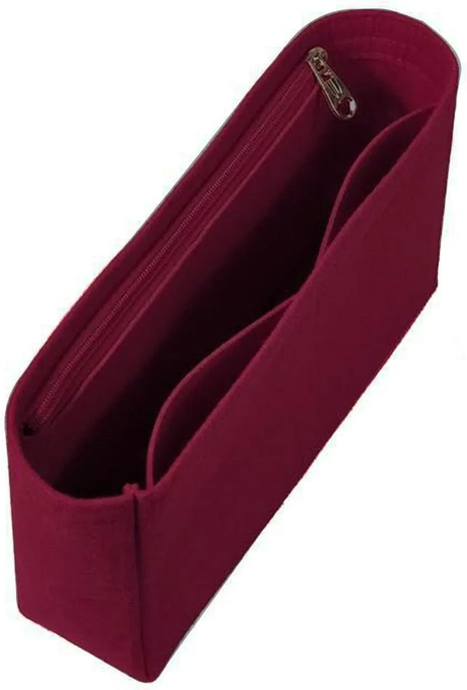 Lckaey Purse Organizer Insert for 19 Bag Flap Small bag Organizer with Side Zipper Pocket 1016Claret-S