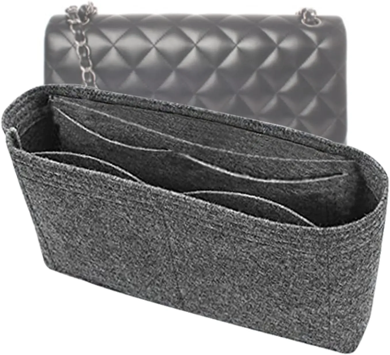 Lckaey Purse Organizer Insert for bag insert organizer classic flap medium Purse Organizer No zipper2009lightgray-M