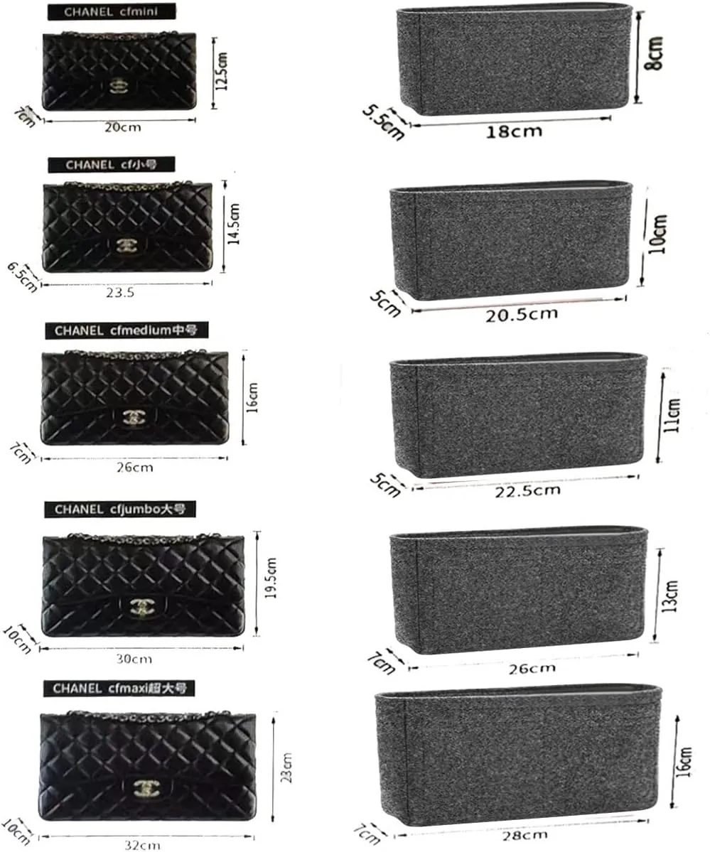 Lckaey Purse Organizer Insert for bag insert organizer classic flap medium Purse Organizer No zipper2009lightgray-M