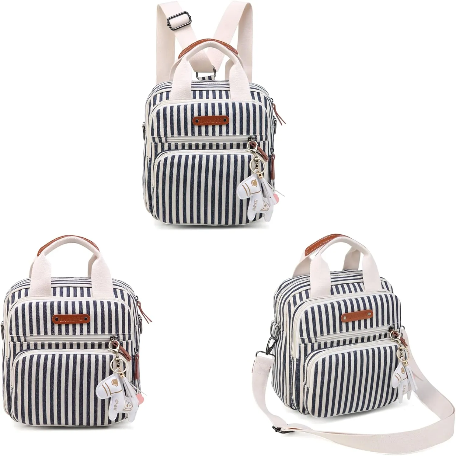 LCY Mini Multi-function Diaper Bag Tote Messenger Backpack-Stripes