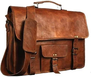 Leather Laptop Bag | Leather Messenger for Men and Women | Briefcases for Men | A Perfect Satchel can be Used for School and Work (11 x 15 inchs)