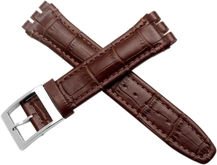 Leather Strap For Swatch Classic Design Business Watch Band with Stainless Steel Clasp