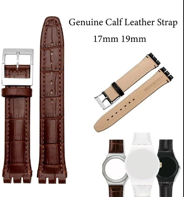 Leather Strap For Swatch Classic Design Business Watch Band with Stainless Steel Clasp