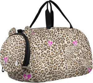 Leopard Print Pink Hearts Duffel Bags for Boys Small Gym Bags for Teens Dance Bag for Girls