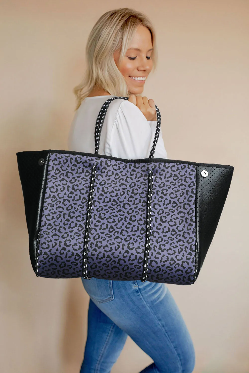 Leopard Splicing Oversized Tote Bag